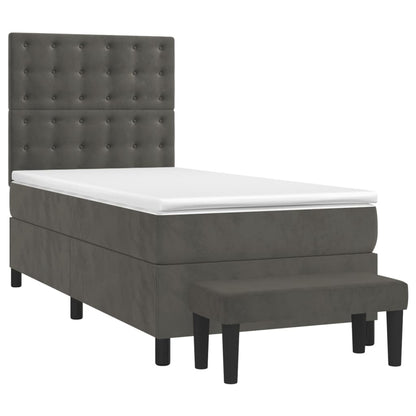 Giroletto a Molle con Materasso Grigio Scuro 80x200 cm Velluto | homemem39