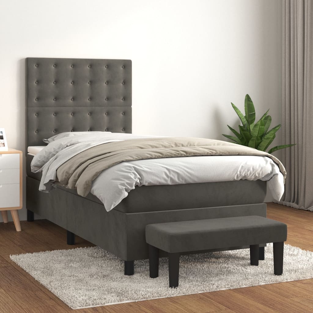 Giroletto a Molle con Materasso Grigio Scuro 80x200 cm Velluto | homemem39