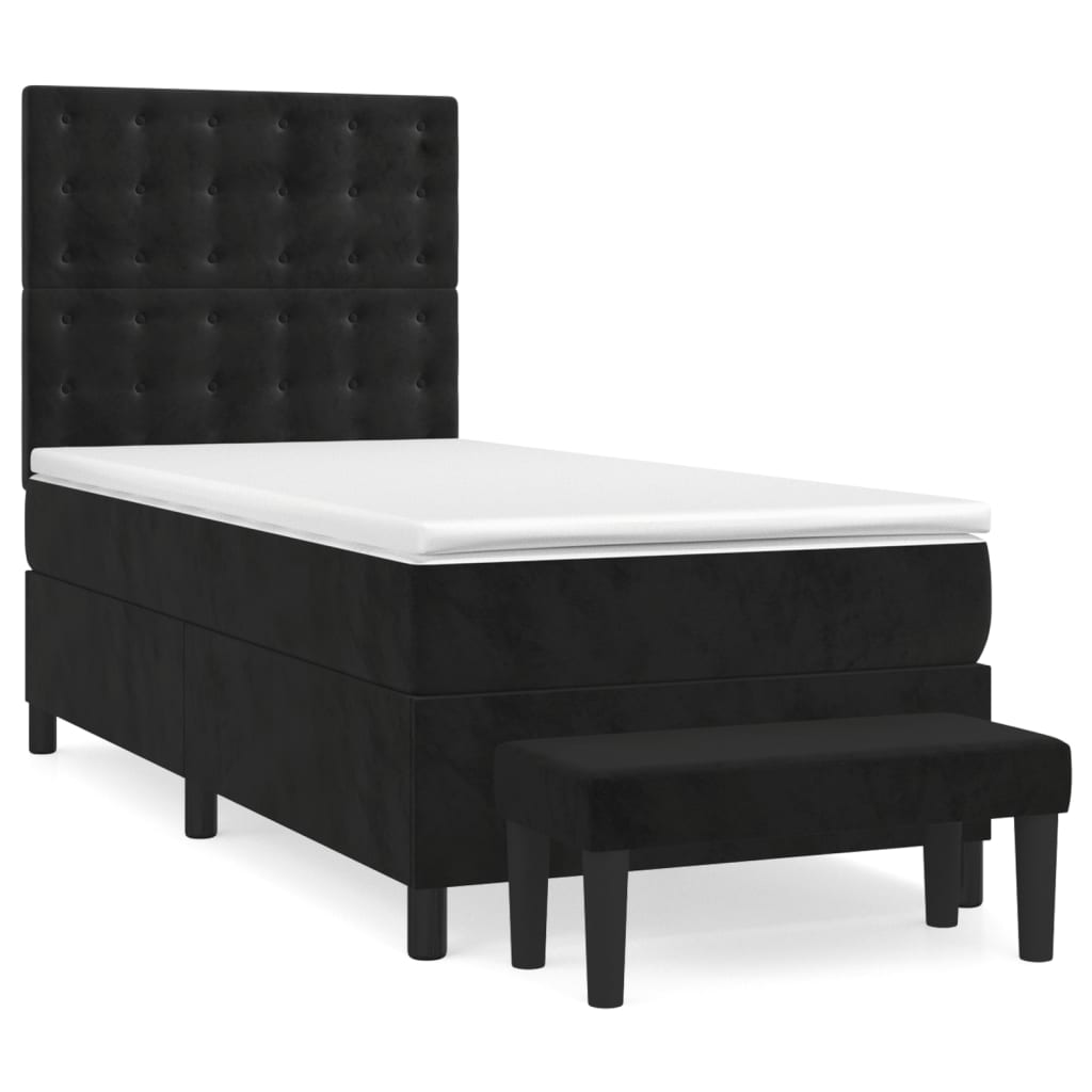 Giroletto a Molle con Materasso Nero 80x200 cm in Velluto | homemem39
