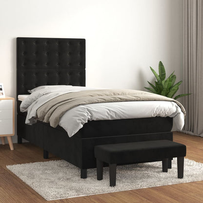 Giroletto a Molle con Materasso Nero 80x200 cm in Velluto | homemem39