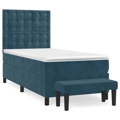 Giroletto a Molle con Materasso Blu Scuro 80x200 cm in Velluto | homemem39