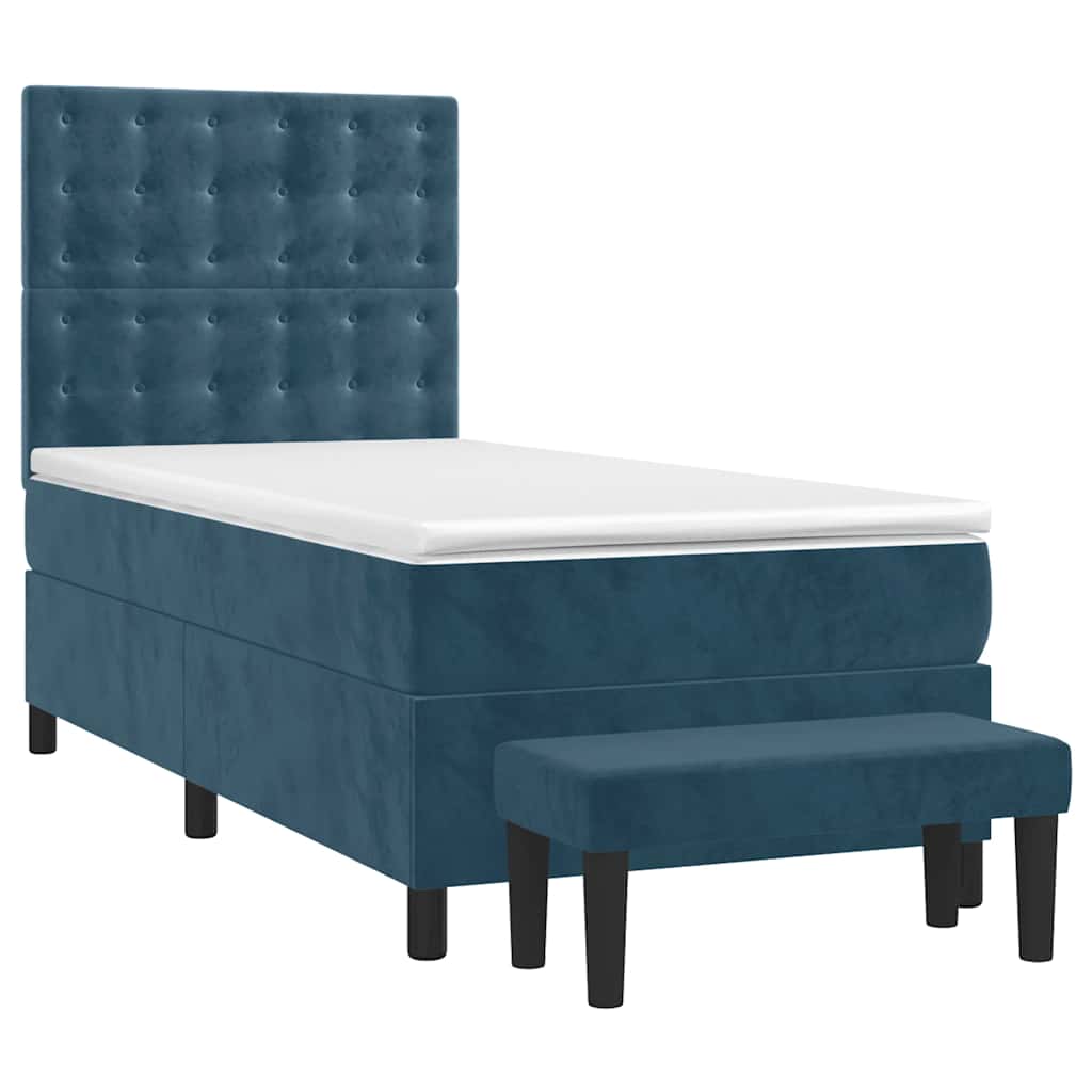 Giroletto a Molle con Materasso Blu Scuro 80x200 cm in Velluto | homemem39