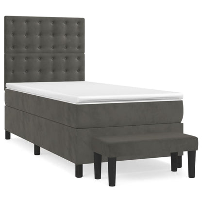 Giroletto a Molle con Materasso Grigio Scuro 90x190 cm Velluto | homemem39