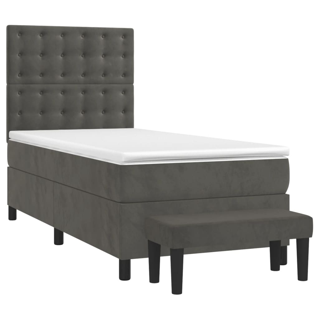 Giroletto a Molle con Materasso Grigio Scuro 90x190 cm Velluto | homemem39