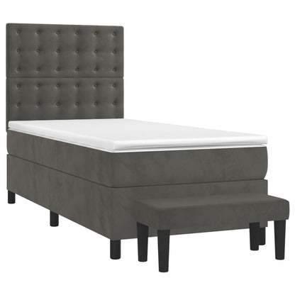 Giroletto a Molle con Materasso Grigio Scuro 90x190 cm Velluto | homemem39