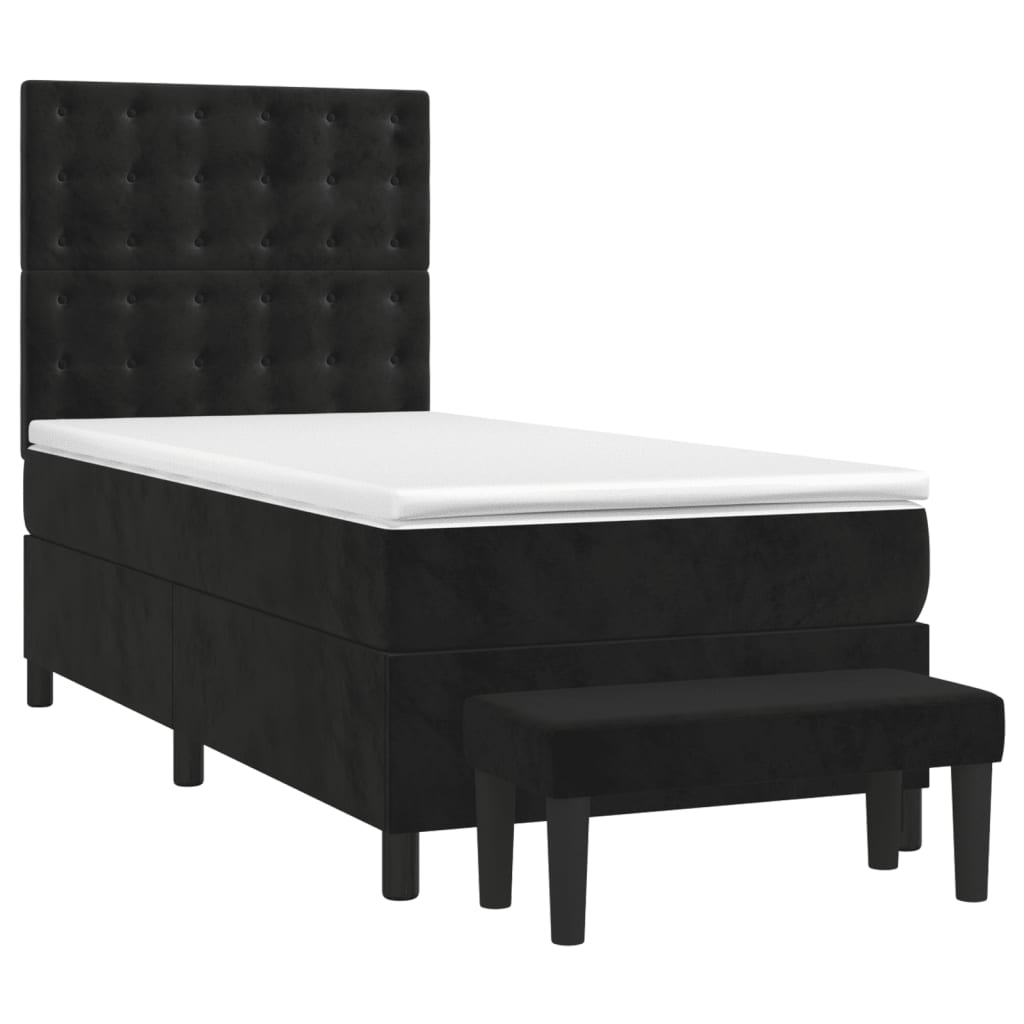 Giroletto a Molle con Materasso Nero 90x190 cm in Velluto | homemem39