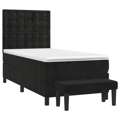 Giroletto a Molle con Materasso Nero 90x190 cm in Velluto | homemem39