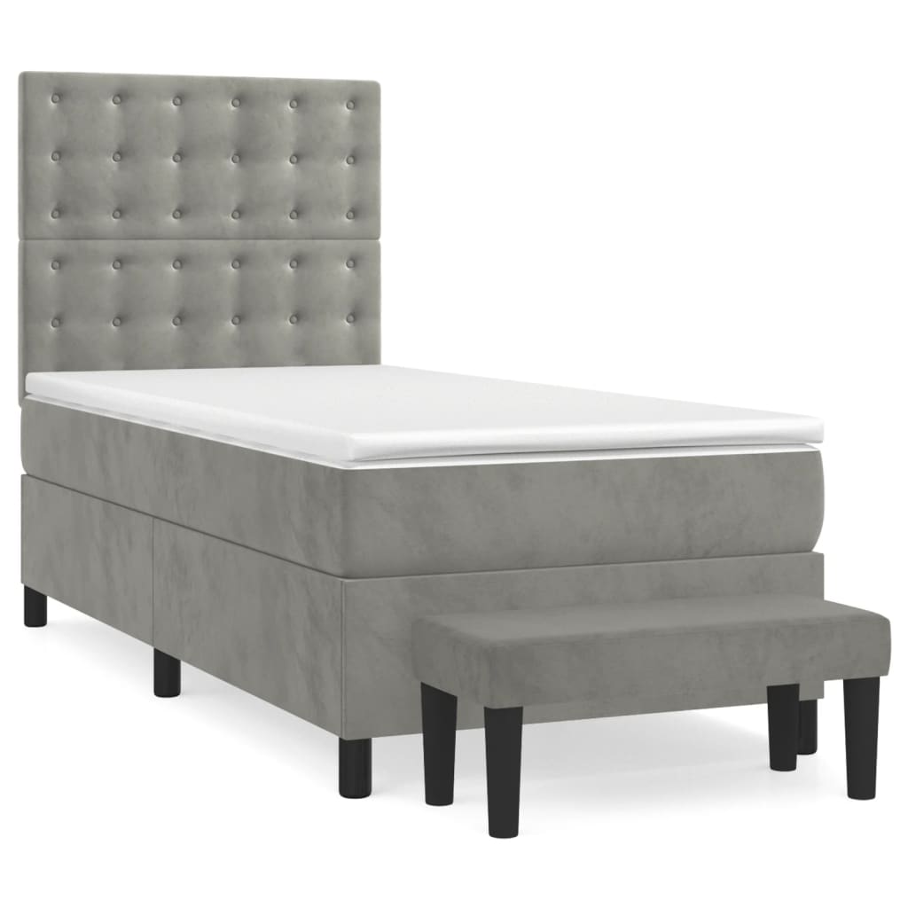 Giroletto a Molle con Materasso Grigio Chiaro 90x200 cm Velluto | homemem39