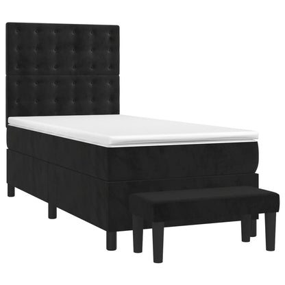Giroletto a Molle con Materasso Nero 90x200 cm in Velluto | homemem39