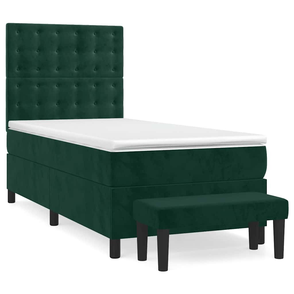Giroletto a Molle con Materasso Verde Scuro 90x200 cm Velluto | homemem39