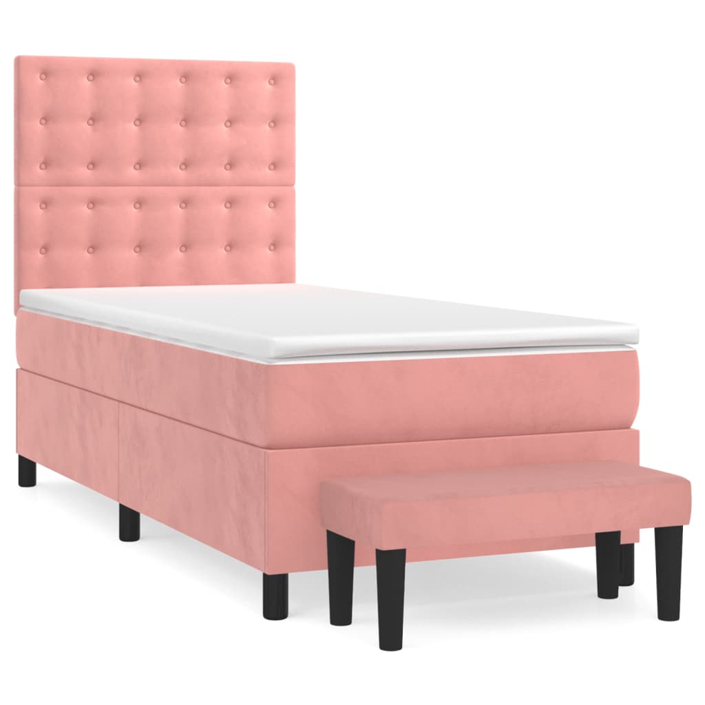 Giroletto a Molle con Materasso Rosa 90x200 cm in Velluto | homemem39