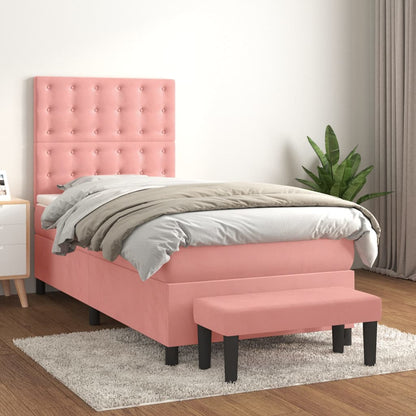 Giroletto a Molle con Materasso Rosa 90x200 cm in Velluto | homemem39