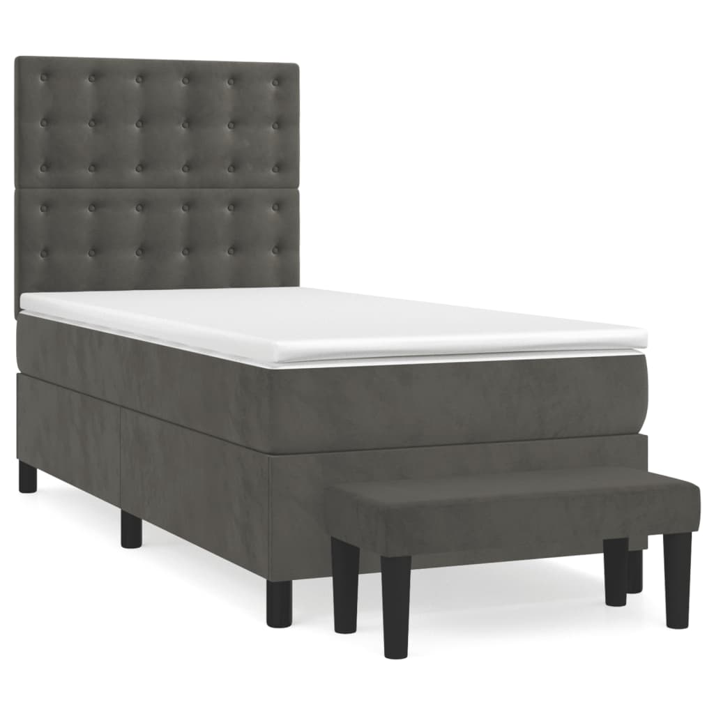 Giroletto a Molle con Materasso Grigio Scuro 100x200 cm Velluto | homemem39