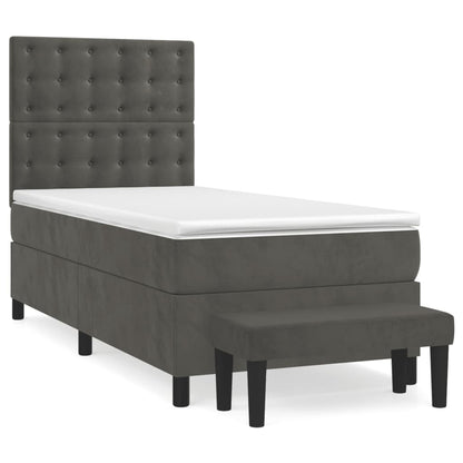 Giroletto a Molle con Materasso Grigio Scuro 100x200 cm Velluto | homemem39