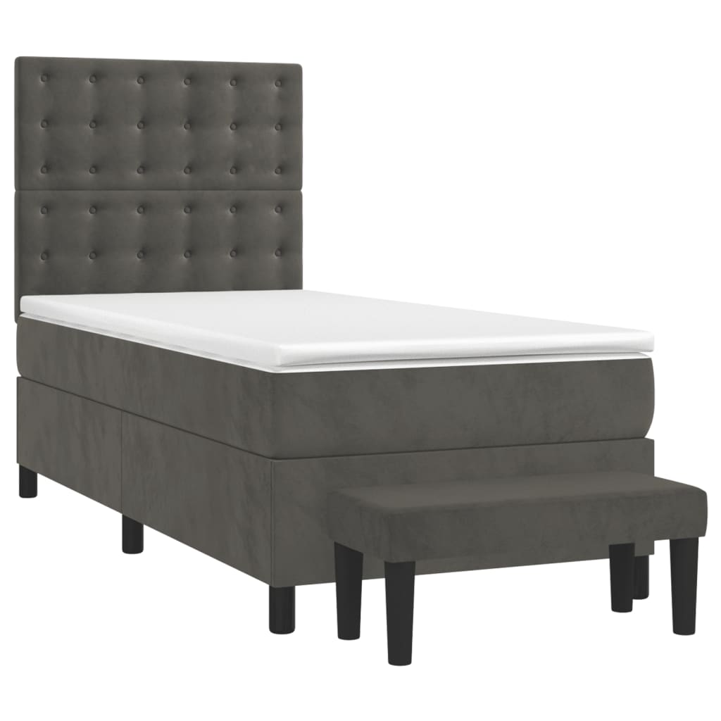 Giroletto a Molle con Materasso Grigio Scuro 100x200 cm Velluto | homemem39