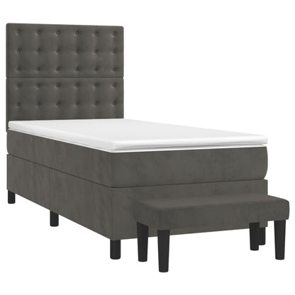 Giroletto a Molle con Materasso Grigio Scuro 100x200 cm Velluto | homemem39