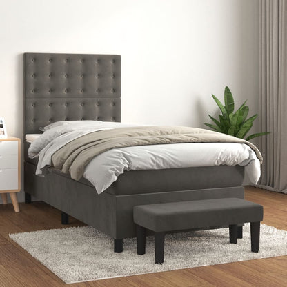 Giroletto a Molle con Materasso Grigio Scuro 100x200 cm Velluto | homemem39