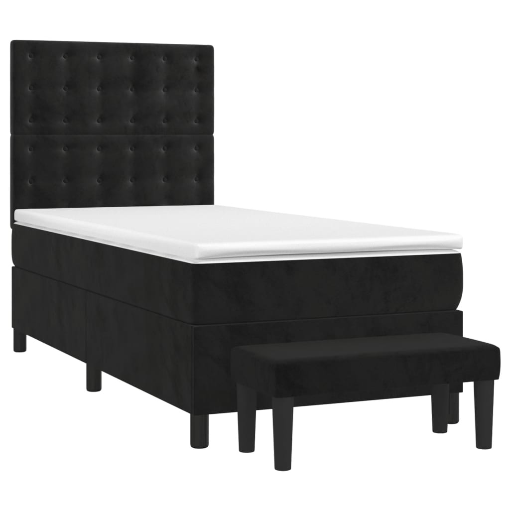 Giroletto a Molle con Materasso Nero 100x200 cm in Velluto | homemem39
