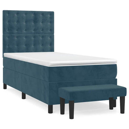 Giroletto a Molle con Materasso Blu Scuro 100x200 cm in Velluto | homemem39