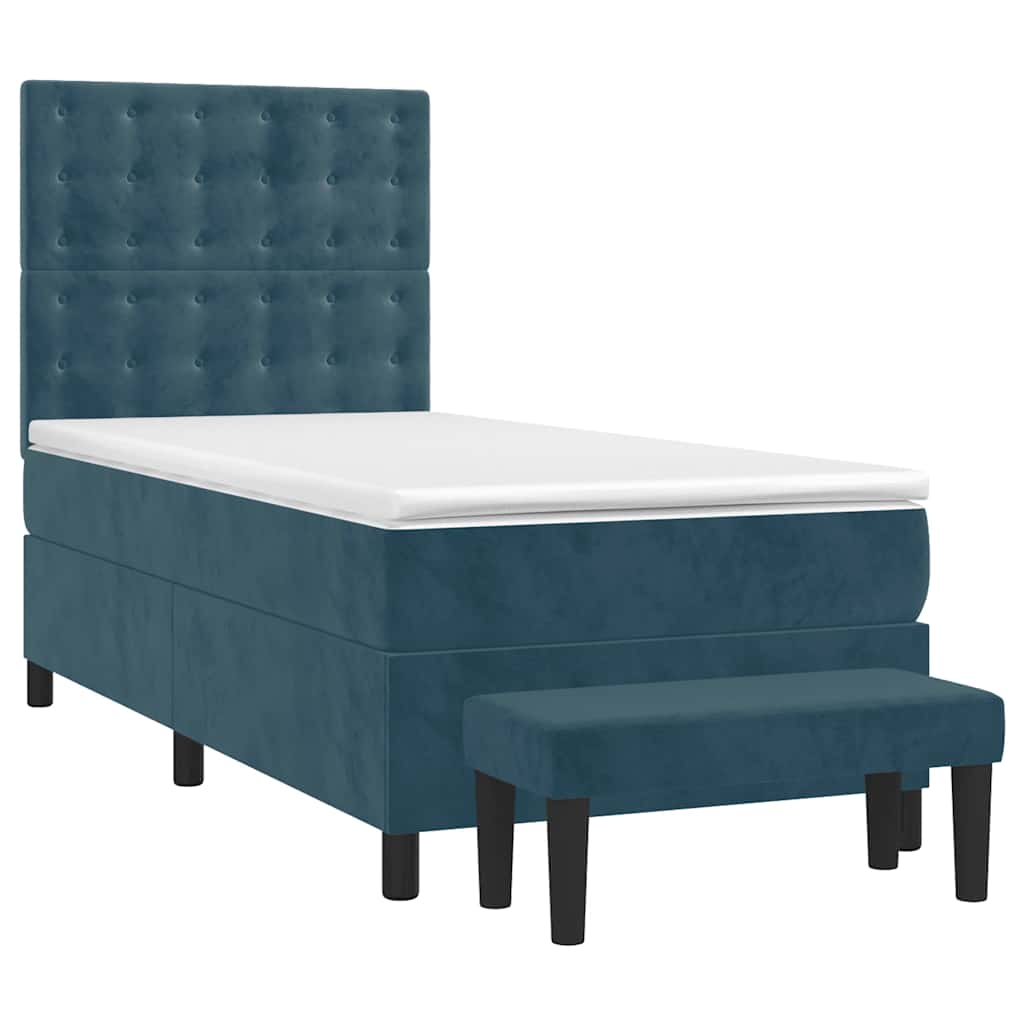Giroletto a Molle con Materasso Blu Scuro 100x200 cm in Velluto | homemem39