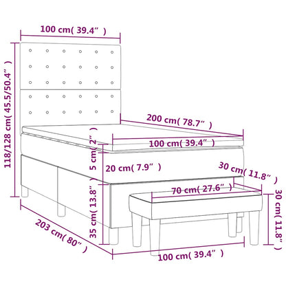 Giroletto a Molle con Materasso Blu Scuro 100x200 cm in Velluto | homemem39