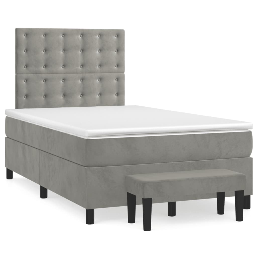 Giroletto a Molle con Materasso Grigio Chiaro 120x200cm Velluto | homemem39