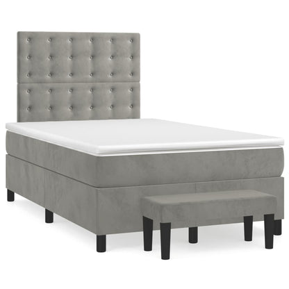 Giroletto a Molle con Materasso Grigio Chiaro 120x200cm Velluto | homemem39