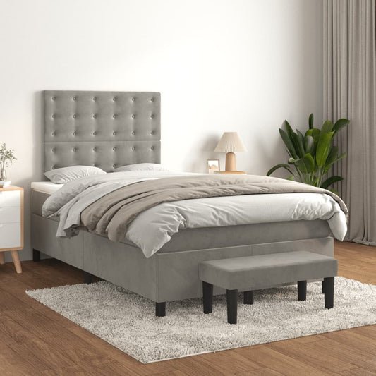 Giroletto a Molle con Materasso Grigio Chiaro 120x200cm Velluto | homemem39
