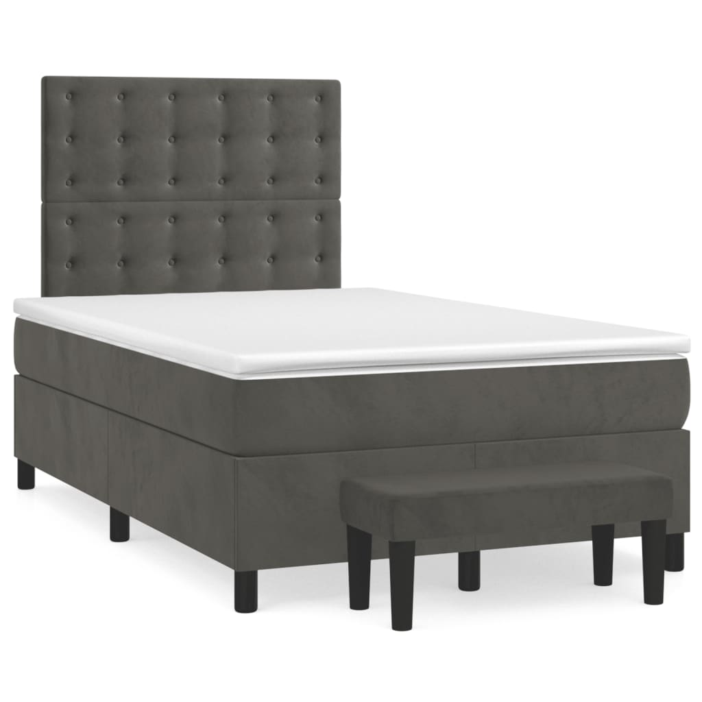 Giroletto a Molle con Materasso Grigio Scuro 120x200 cm Velluto | homemem39