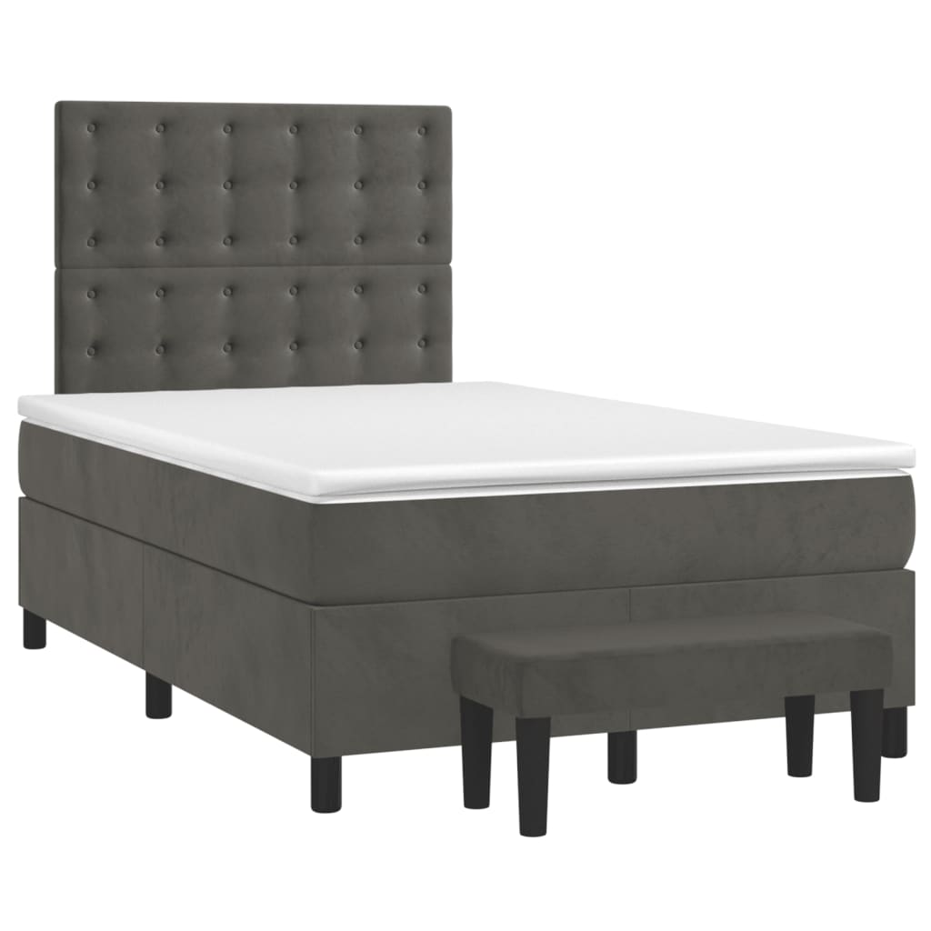 Giroletto a Molle con Materasso Grigio Scuro 120x200 cm Velluto | homemem39