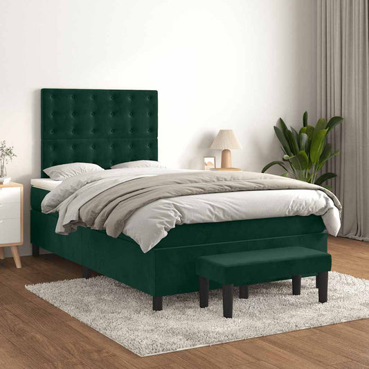 Giroletto a Molle con Materasso Verde Scuro 120x200 cm Velluto | homemem39