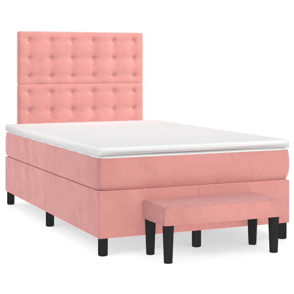 Giroletto a Molle con Materasso Rosa 120x200 cm in Velluto | homemem39
