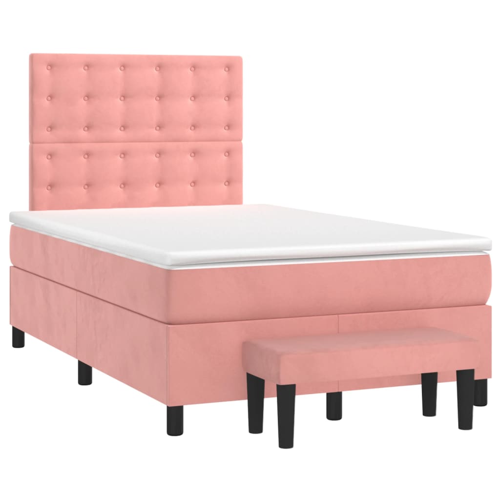 Giroletto a Molle con Materasso Rosa 120x200 cm in Velluto | homemem39