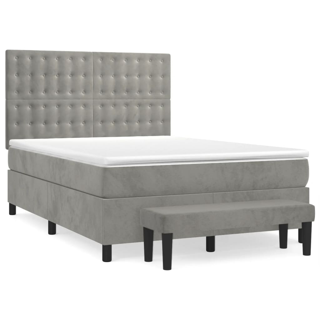 Giroletto a Molle con Materasso Grigio Chiaro 140x190cm Velluto | homemem39