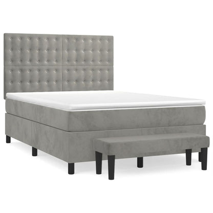 Giroletto a Molle con Materasso Grigio Chiaro 140x190cm Velluto | homemem39