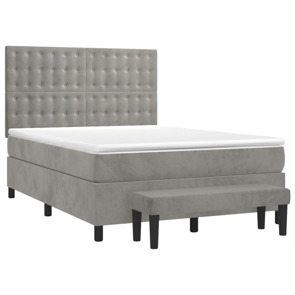 Giroletto a Molle con Materasso Grigio Chiaro 140x190cm Velluto | homemem39