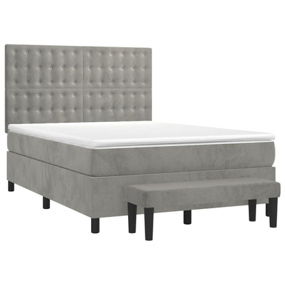 Giroletto a Molle con Materasso Grigio Chiaro 140x190cm Velluto | homemem39