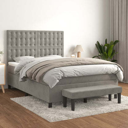 Giroletto a Molle con Materasso Grigio Chiaro 140x190cm Velluto | homemem39