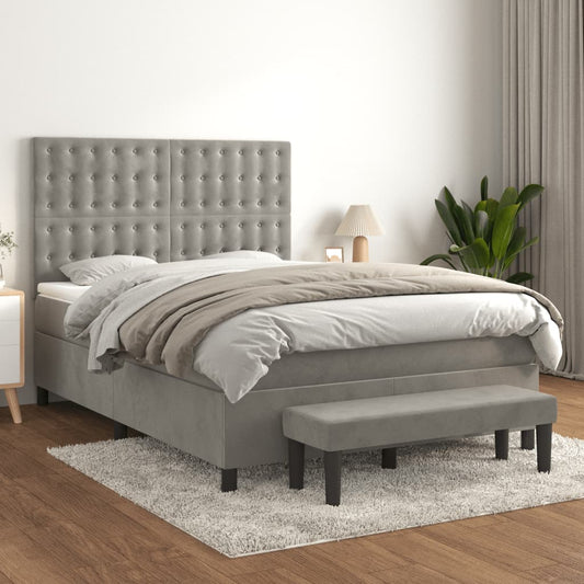 Giroletto a Molle con Materasso Grigio Chiaro 140x190cm Velluto | homemem39