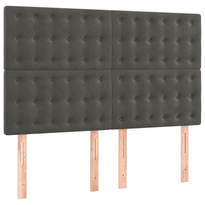 Giroletto a Molle con Materasso Grigio Scuro 140x190 cm Velluto - homemem39