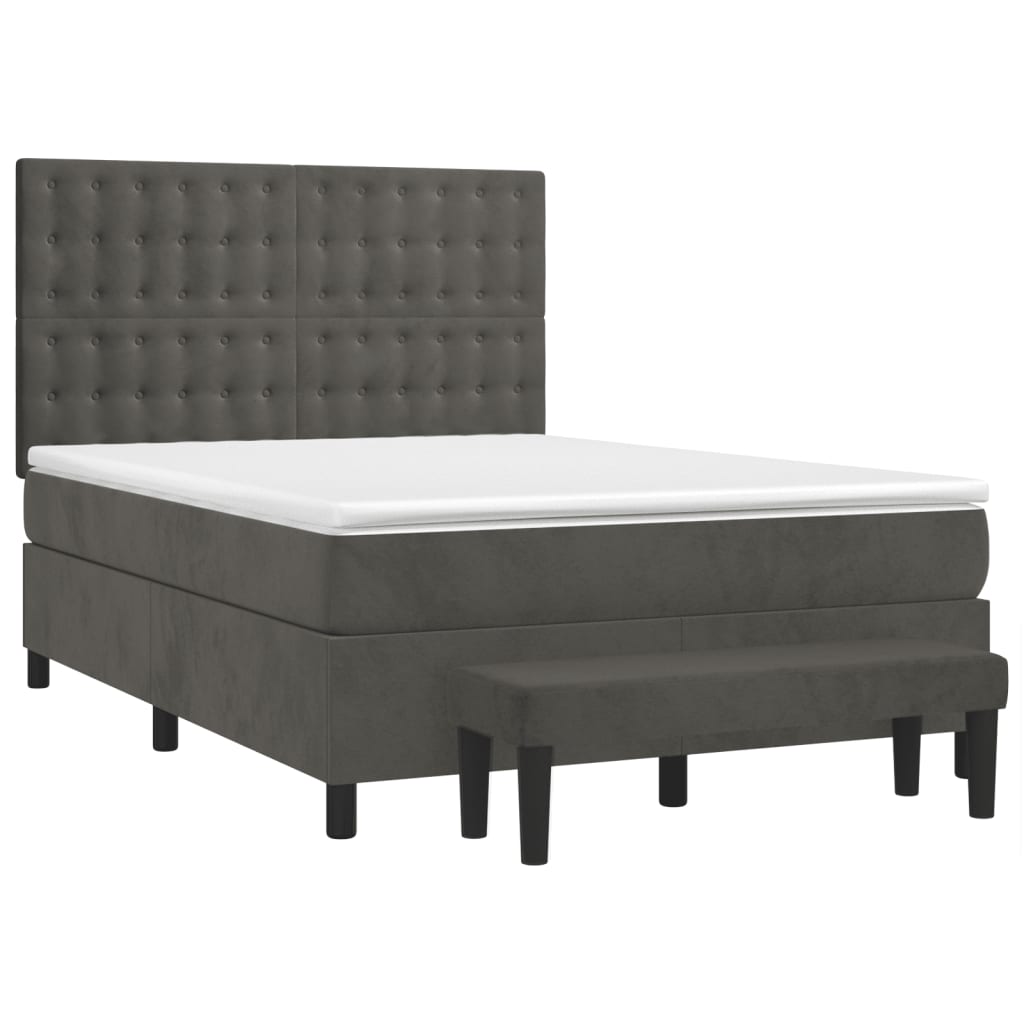 Giroletto a Molle con Materasso Grigio Scuro 140x200 cm Velluto | homemem39