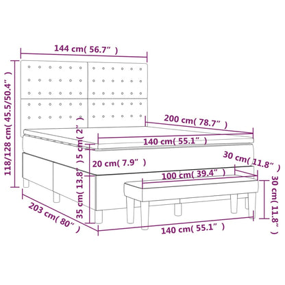 Giroletto a Molle con Materasso Grigio Scuro 140x200 cm Velluto | homemem39