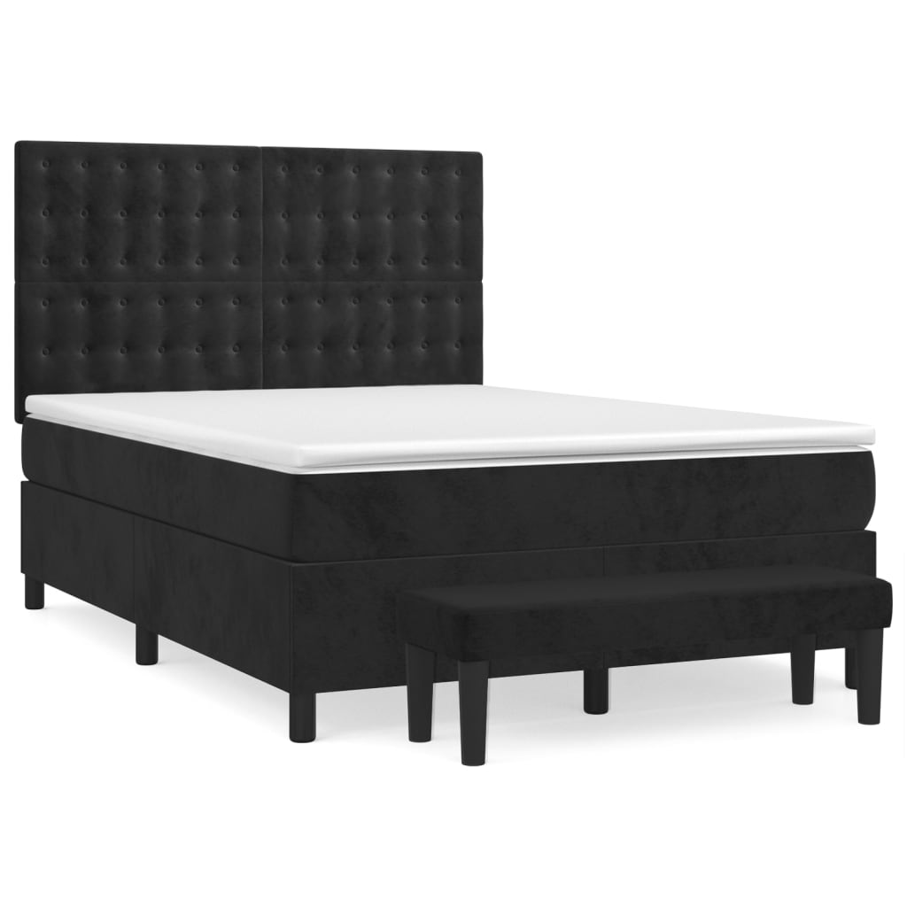 Giroletto a Molle con Materasso Nero 140x200 cm in Velluto | homemem39