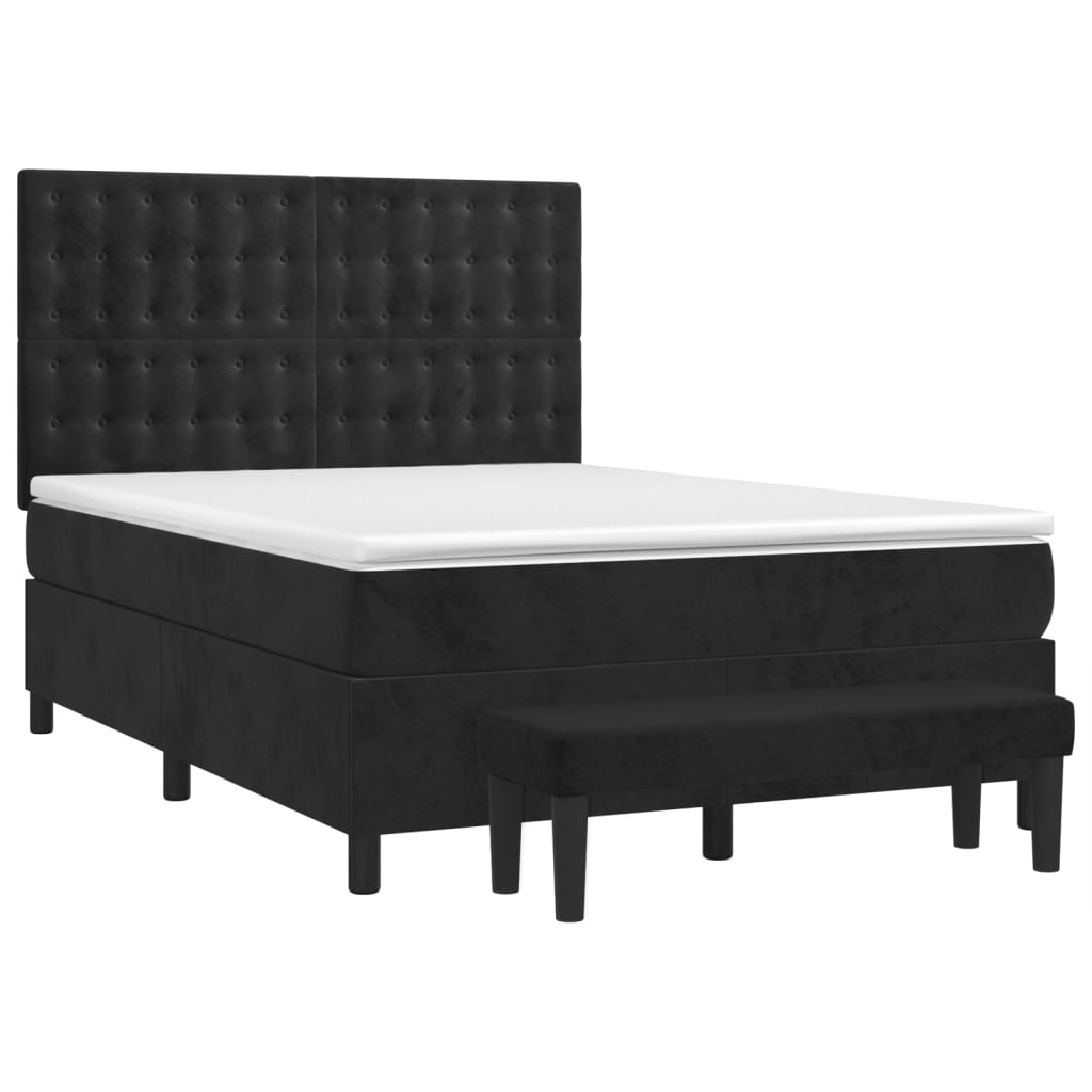 Giroletto a Molle con Materasso Nero 140x200 cm in Velluto | homemem39