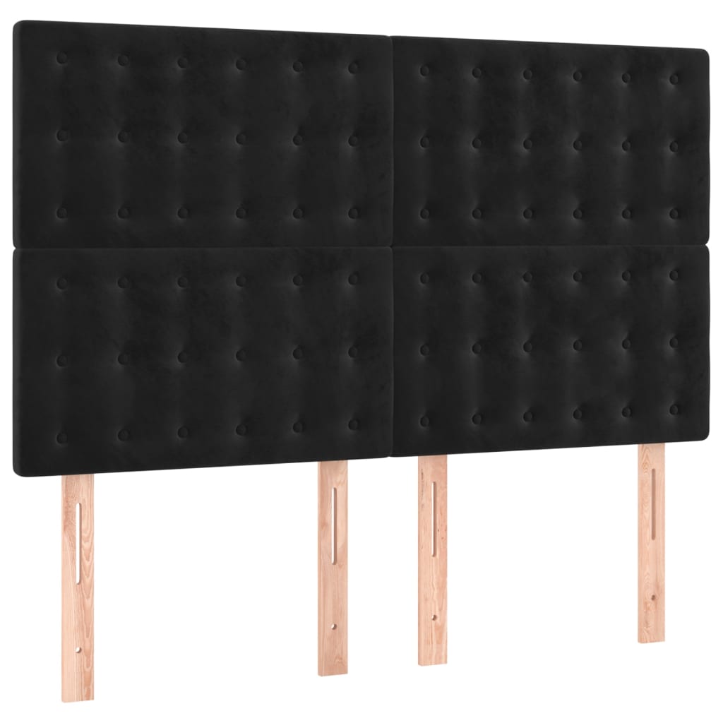 Giroletto a Molle con Materasso Nero 140x200 cm in Velluto | homemem39