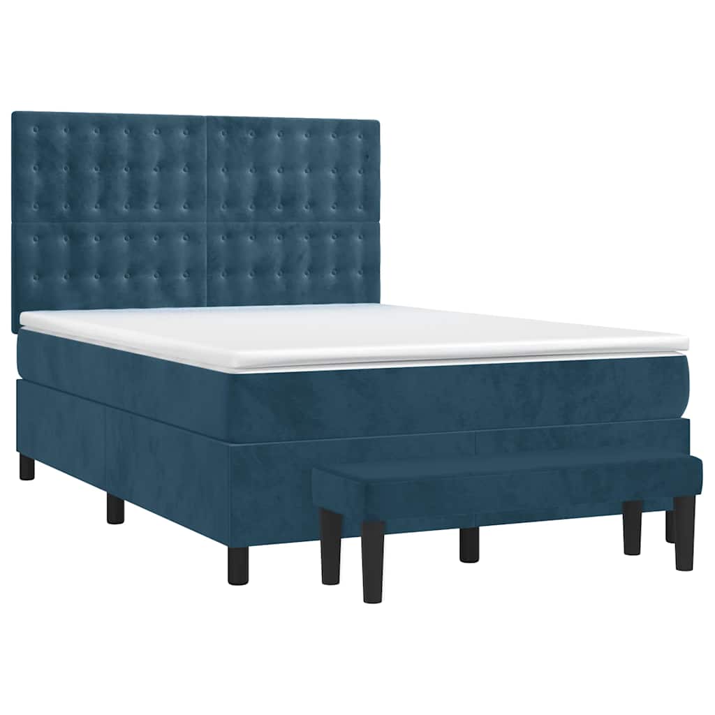 Giroletto a Molle con Materasso Blu Scuro 140x200 cm in Velluto | homemem39