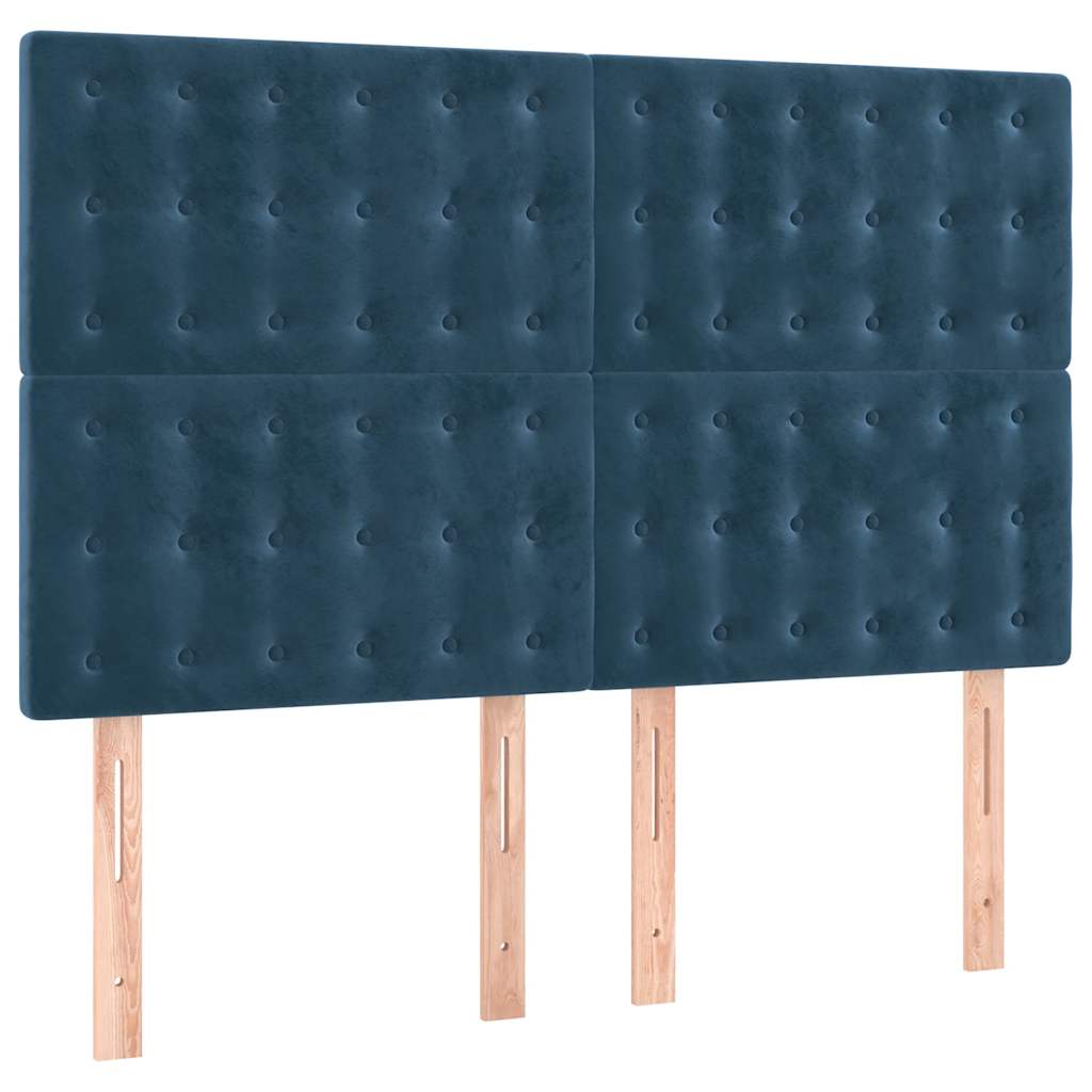 Giroletto a Molle con Materasso Blu Scuro 140x200 cm in Velluto | homemem39