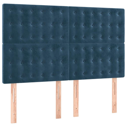 Giroletto a Molle con Materasso Blu Scuro 140x200 cm in Velluto | homemem39