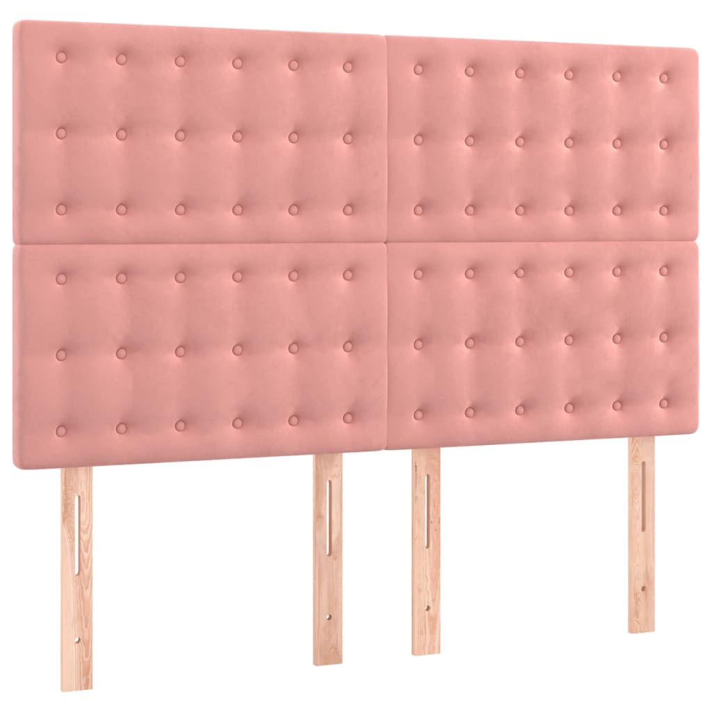 Giroletto a Molle con Materasso Rosa 140x200 cm in Velluto | homemem39