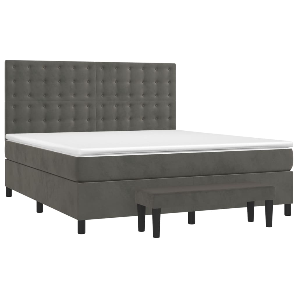 Giroletto a Molle con Materasso Grigio Scuro 160x200 cm Velluto | homemem39
